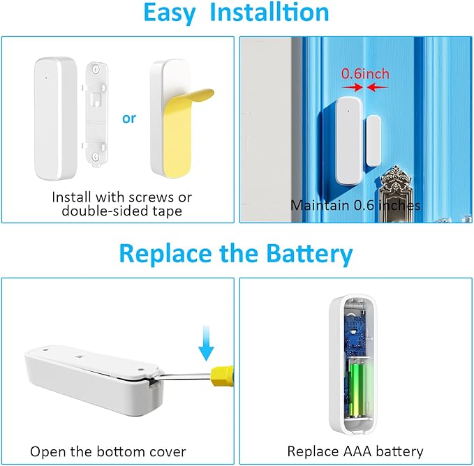 Wireless Door Chime, Door Open Sensor Alarm When Entry Business/Office/Store (500ft Range 51 Ringer Adjustable Volume) Home Alert Bell for Kid/Toddler Safety,2 Receiver +5 Sensor