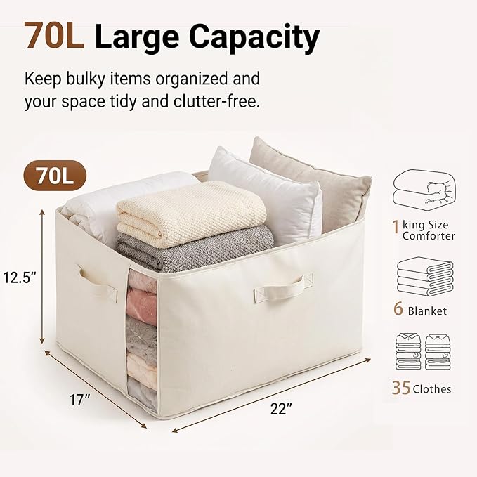 3Pack Canvas Storage Bags for Clothes & Comforters - Image 2