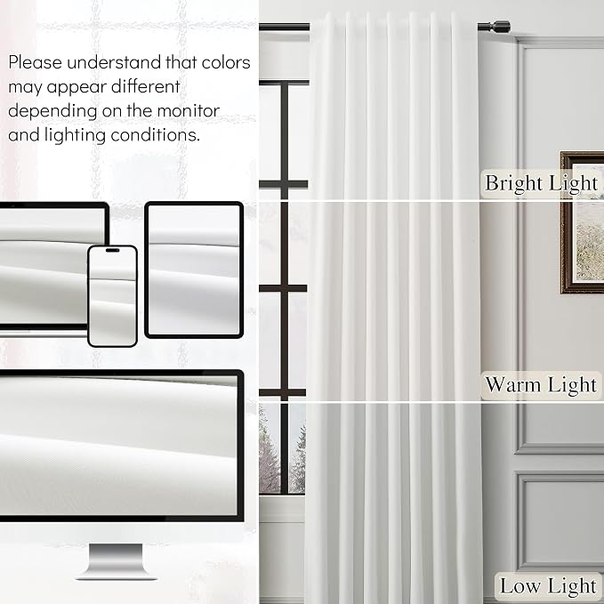 Beige White Linen 100% Blackout Curtains - Image 9