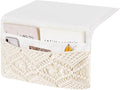 Mkono Macrame Bedside Caddy, Boho Bed Storage Organizer, 4 Pockets Ivory | Large by Mkono