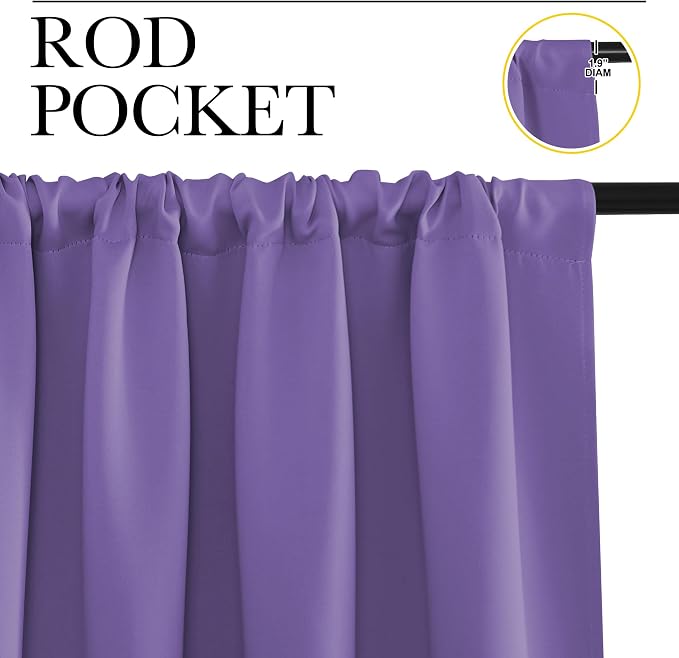 NICETOWN Window Curtains for Bedroom, Lilac Purple, 2 Panels, W42 x L48 -Inch - Image 2