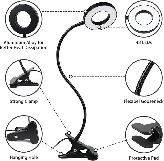 Brokimis Clip on Light LED Reading Book Study Eye Protection Desk Lamp | 3 - Image 7
