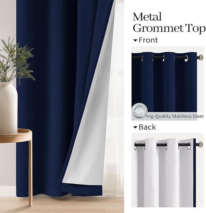 COSVIYA Navy Blue 100% Blackout Curtains - Image 4