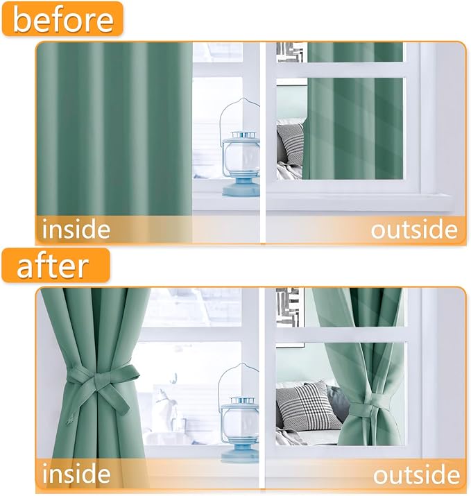 Blackout Curtains for Bedroom, 42 x 63 Inches Length, Sage Green | Thermal - Image 4