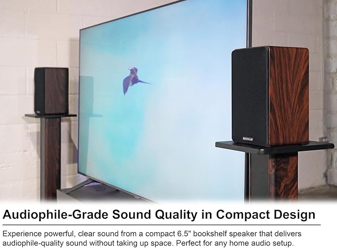 Rockville Pair RockShelf 68D V2 400W Bookshelf Speakers 8 Ohm, Kevlar Woofers, Silk Dome Tweeter, MDF Cabinet, for Home Theater and Audiophiles