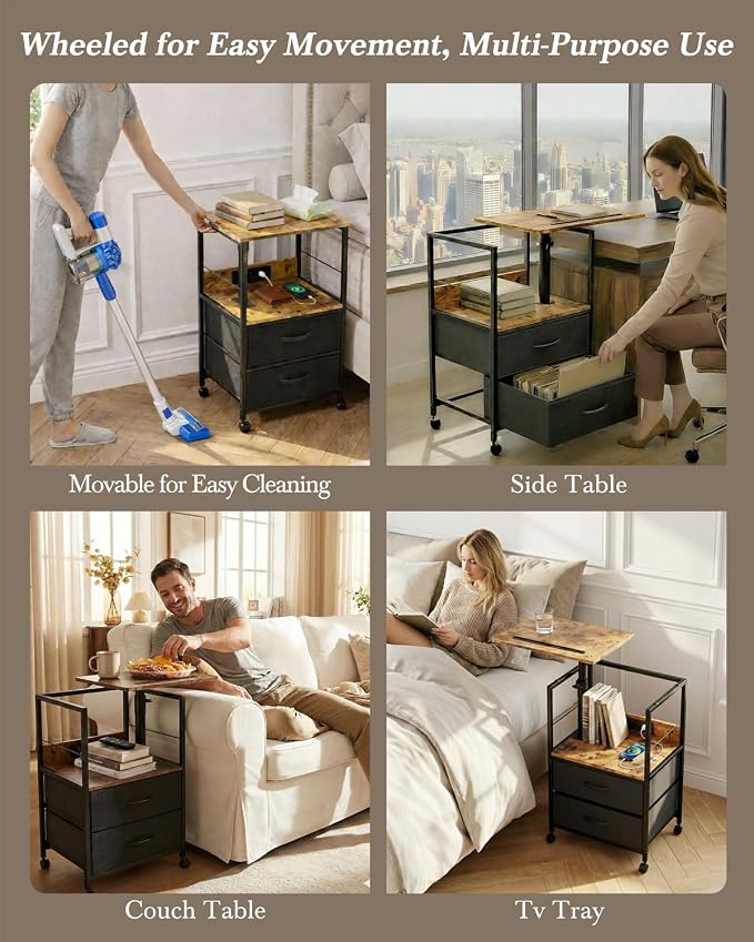 Faesun Swivel Lift Top Nightstand - Image 7