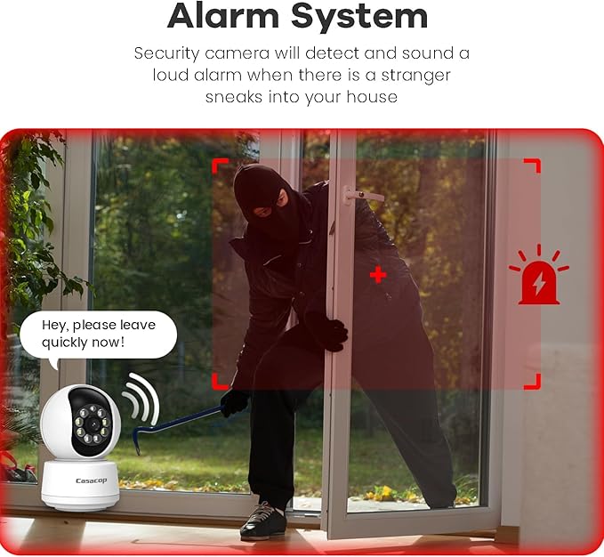 Smart Security Camera, 1080p Home Security Camera, Pan & Tilt 2.4Ghz Indoor IP Camera, with Person, Vehicle, Animal Detection, Phone App 2-Way Audio, Compatible with Alexa and Google Assistant