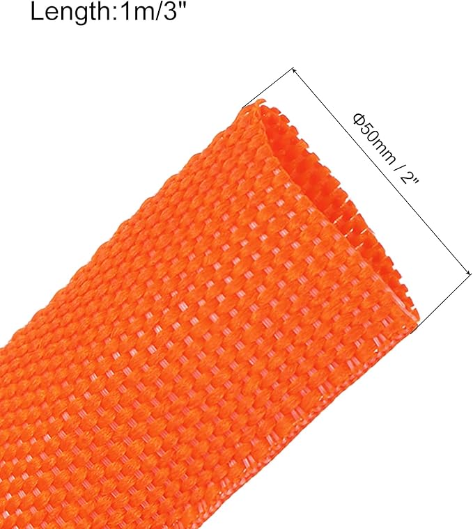 MECCANIXITY Braided Cable Sleeves Heat Shrinkable Fabric Sleeving, 2" 3ft Orange 2:1 Ratio Heat Shrinkable Cord Protector for Harness Cable, Network Cable Protection, Cable Management