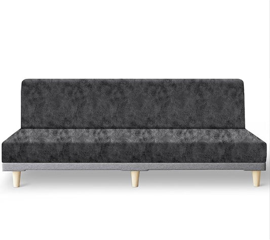 molasofa Leather Like Stretch Futon Slipcover Armless Futon Bed Sofa Cover Furniture Protector with Elastic Bottom, Soft and Washable Futon Cover for Sofa Bed Stay in Place（Larger，X Light Grey）