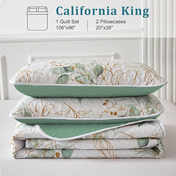 Anibedding Botanical Quilt Set California King, Lightweight Bedspread - Image 5