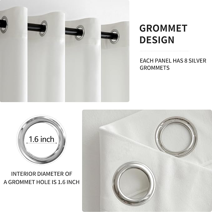 MIULEE Velvet Curtains Pure White 52 x 96 Inch Length Set of 2 | Grommet Drapes - Image 2