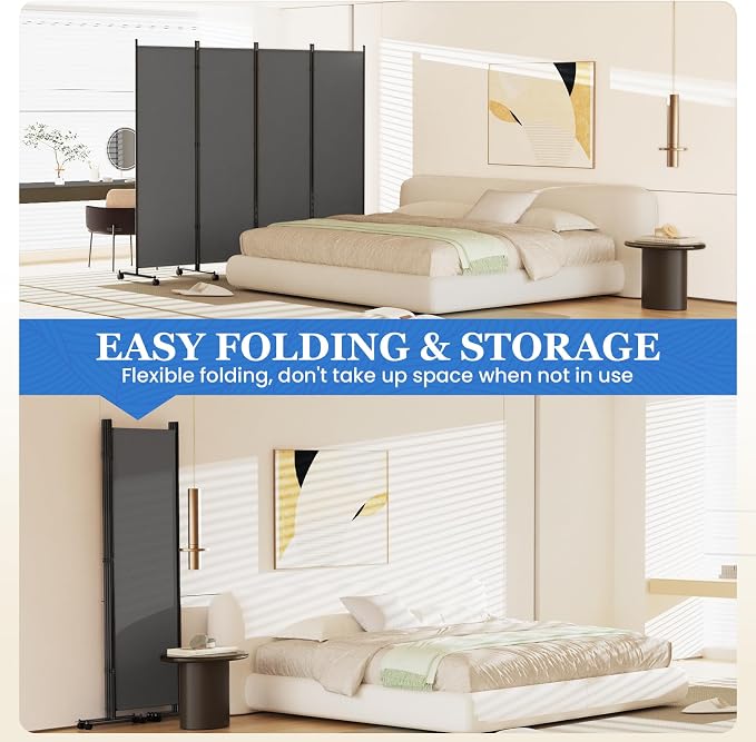 SUNALLY Room Divider Privacy Screens, 6 Panels Dividers - Image 5