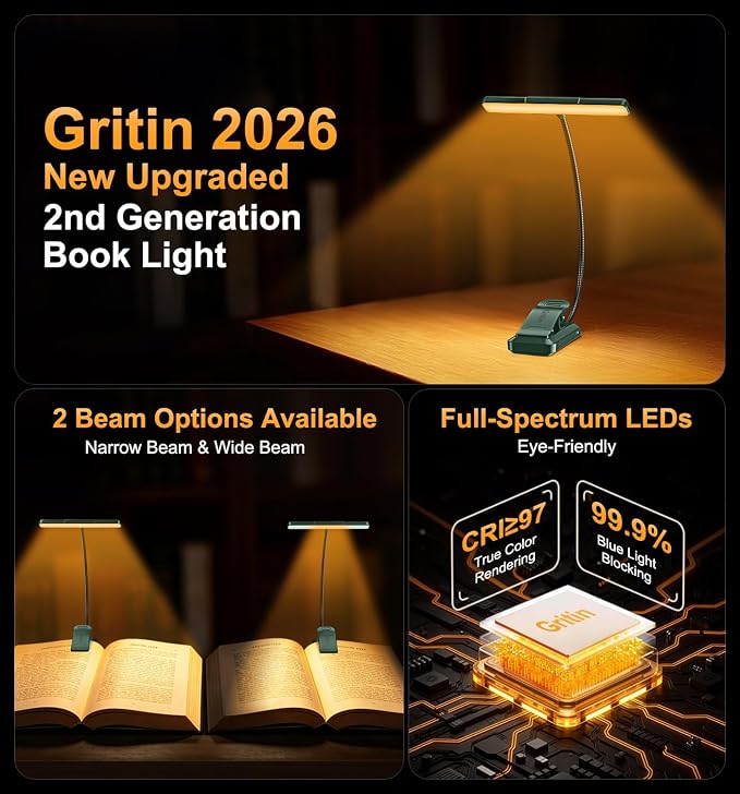 Gritin 2026 Gen 2 Book Light for Reading- 32 Eye Caring Full Spectrum LED | 5 - Image 2