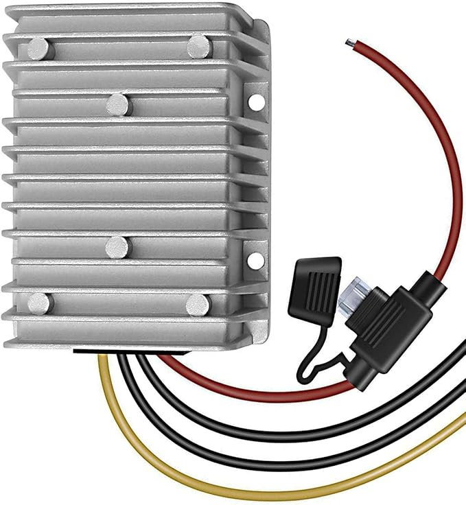 QJFCare Waterproof DC Buck Converter Voltage Regulator 36V 48V Step Down to 12V 30A 360W Adjustable Power Converter Transformer for Golf Cart, Car,Vehicle