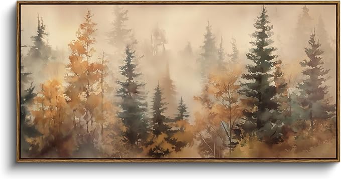 InSimSea Extra Large Framed Fall Wall Art, Forests Trees Landscape, 20x40in | by InSimSeaArt