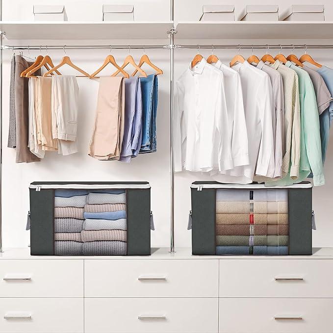 90L Large Storage Bags, 3 Pack Clothes Storage Bins Closet Organizers | - Image 6
