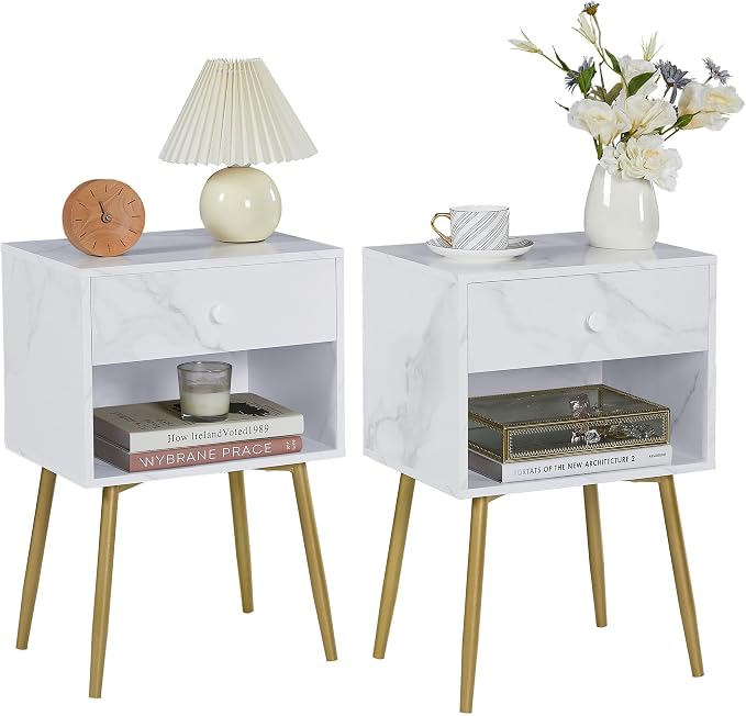 VECELO Nightstands Set of 2, Mid Century Modern End Bedside Table, Night Stand - Image 7