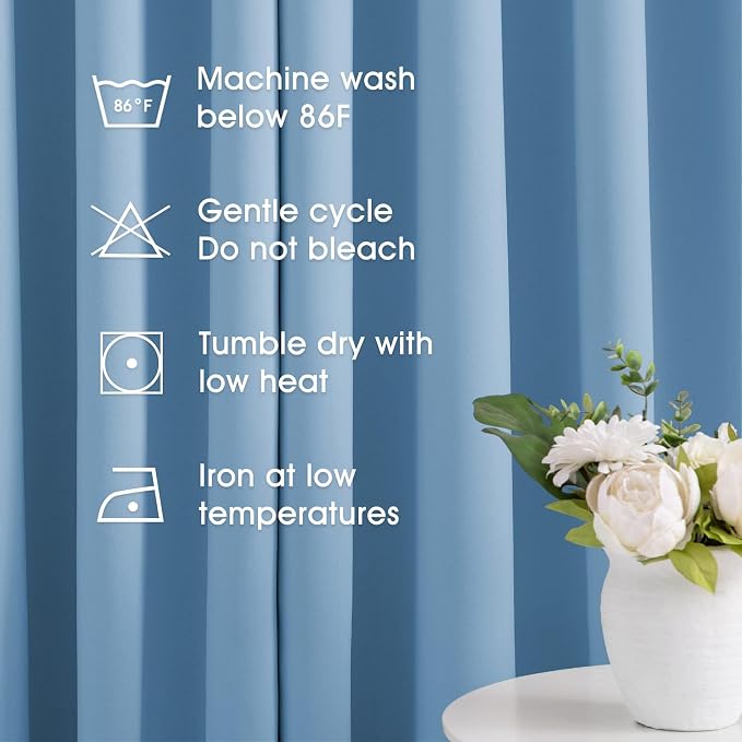 HOMEIDEAS Blackout Curtains 52 X 96 Inch Long Set of 2 Panels Baby Blue Room - Image 5
