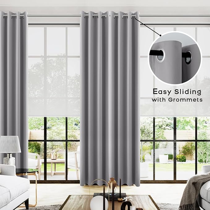 KOUFALL Light Grey 102 Inch Curtains - Image 2