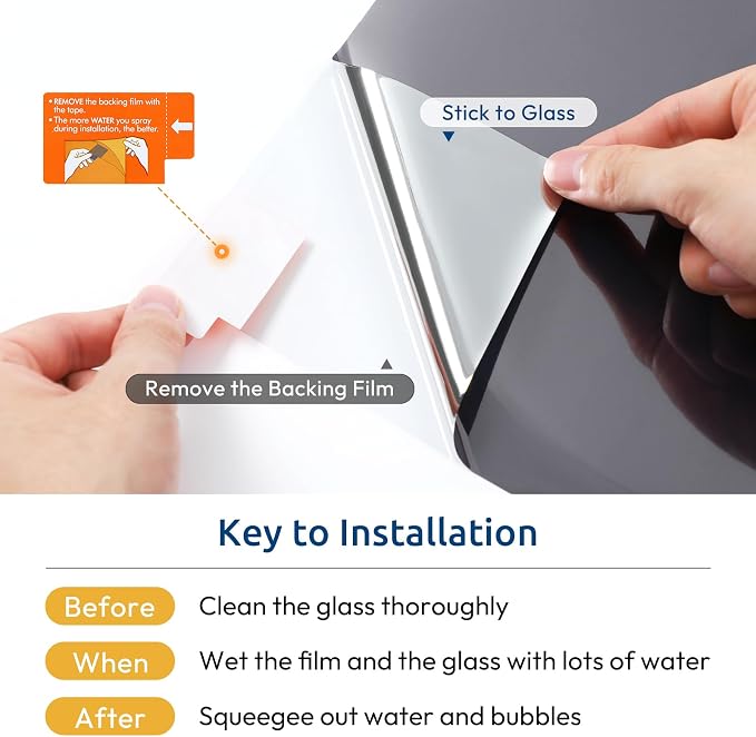 rabbitgoo Window Privacy Film One Way, 17.5" x 157.4", Heat Sun Blocking Anti - Image 8