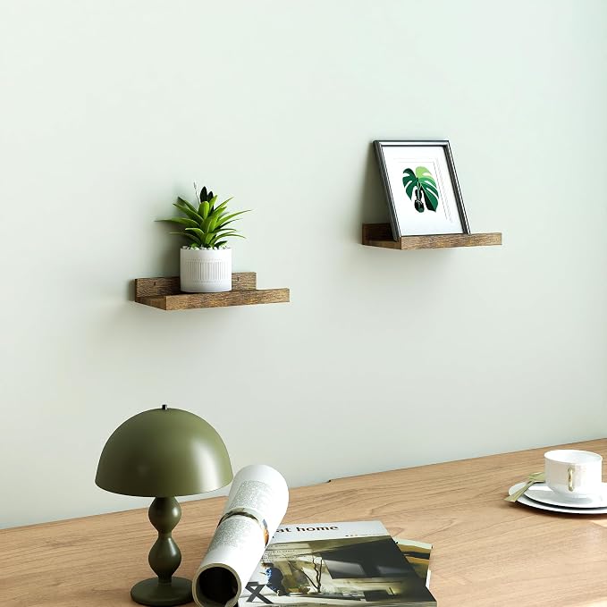 Small Brown Floating Shelves for Wall, Shelf - Image 2
