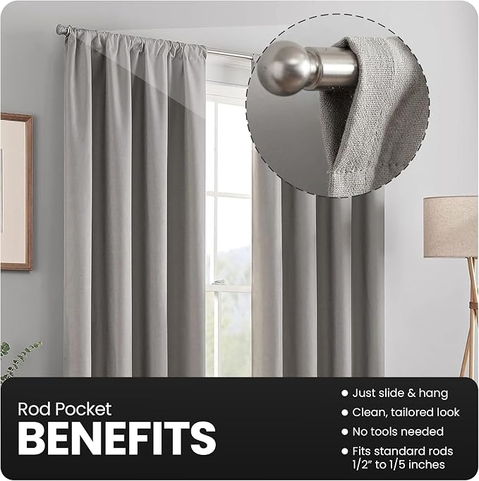 ECLIPSE Kendall Modern Blackout Thermal Rod Pocket Window Curtain - Image 3