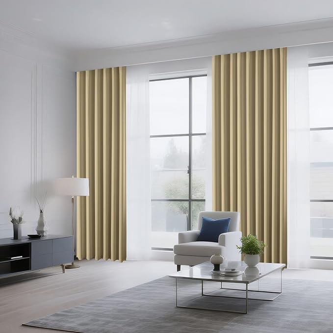 CUCRAF Beige Blackout Curtains 96 inch Length 2 Panels Set, Rod Pocket Room - Image 8