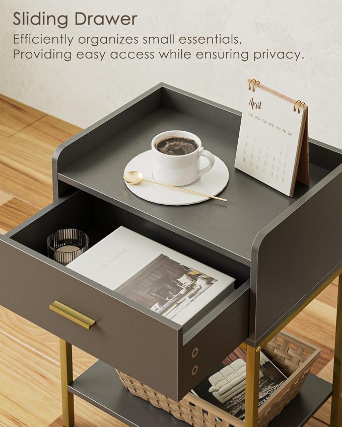 Nightstand, 3-Tier Modern Night Stand, Bedside Table - Image 4