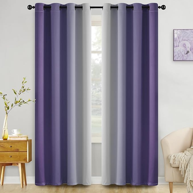COSVIYA Curtains & Drapes Grommet Ombre Lilac Curtains W52 x L63 Inch | Room by COSVIYA