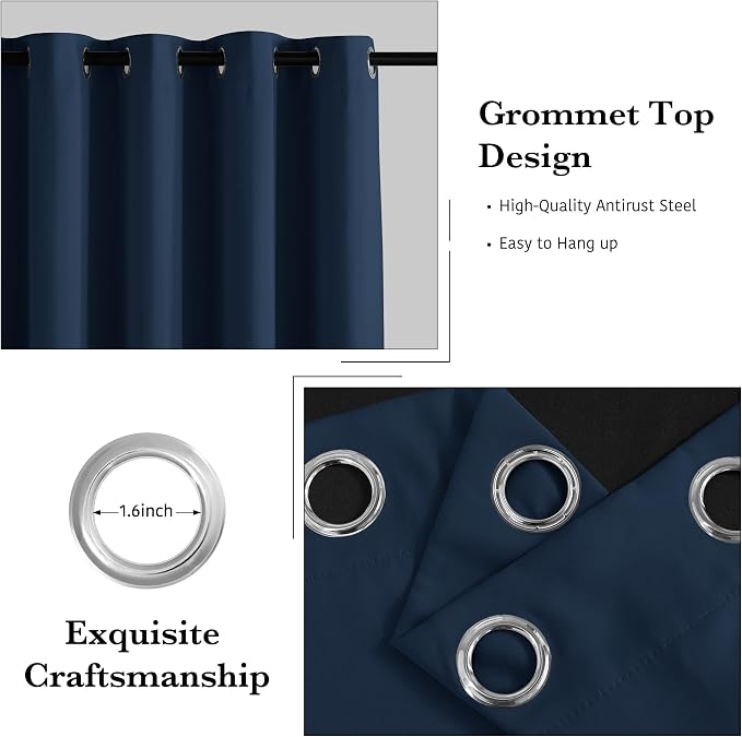 RYB HOME Blackout Room Divider Curtains，Sliding Glass Door Curtains | 100% - Image 2