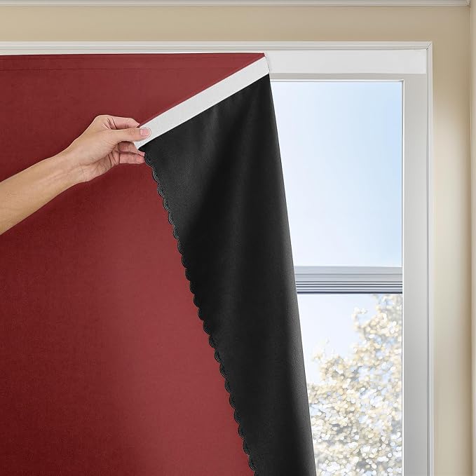 JILRON Adhesive Curtain 100% Blackout No-Drill Easy Install by JILRON