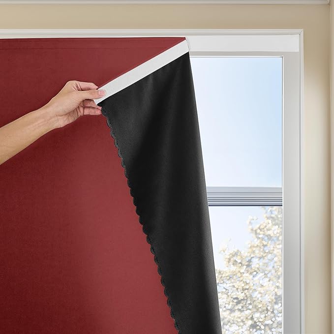 JILRON Adhesive Curtain 100% Blackout No-Drill Easy Install by JILRON
