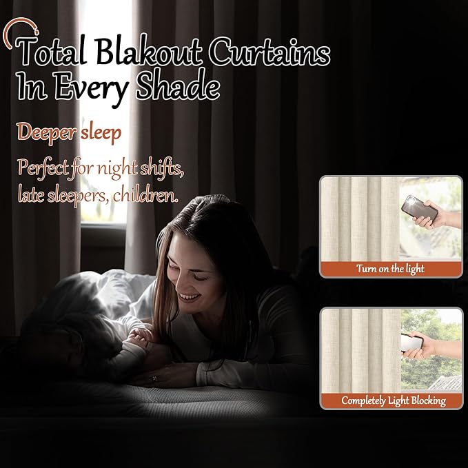 Natural Linen Blackout Curtains - Image 3