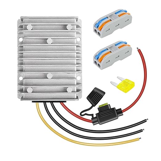 30A 360W DC 36V/48V to 12V Voltage Converter with Fuse - Waterproof Step Down Regulator Buck Reducer Power Transformer for Golf Cart - DC 36V/48V to 12V 30A