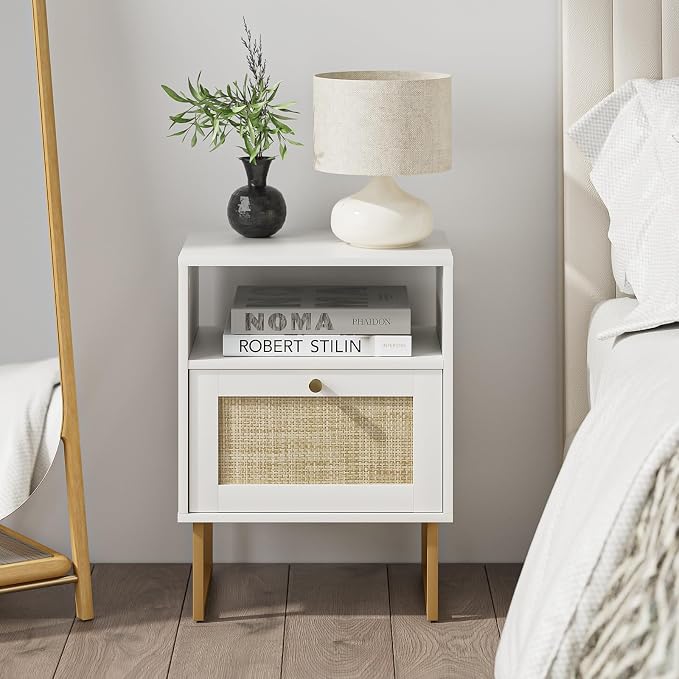 Masupu Extra Large Rattan Nightstand, Boho Night Stand Modern Farmhouse Wood - Image 5
