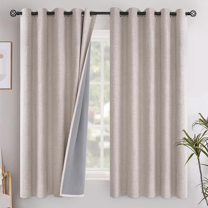 YoungsTex Beige Linen Blackout Curtains by YoungsTex