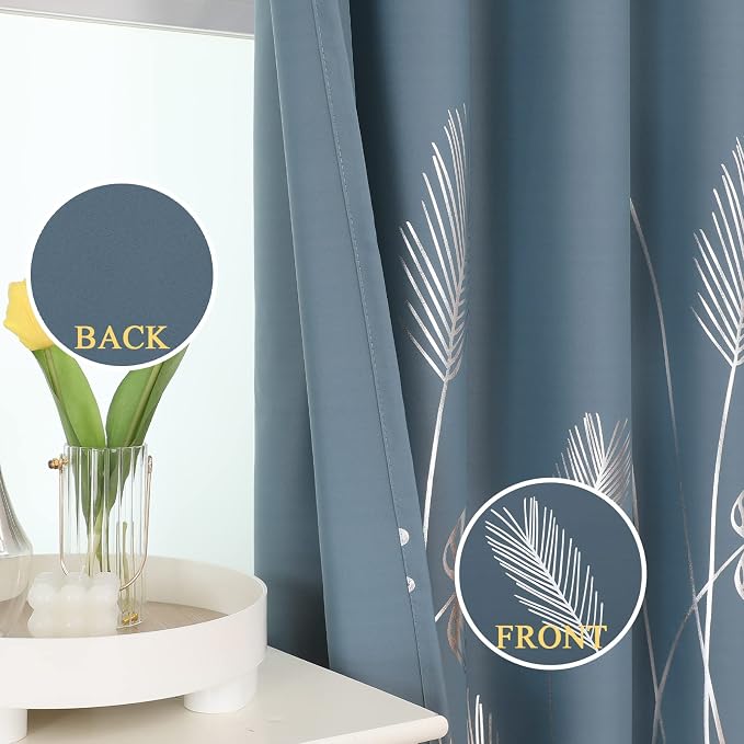 Stone Blue Blackout Curtains for Bedroom, Room Darkening Curtains - Image 3