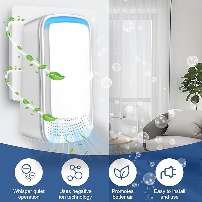 KLVEU Negative Ion Air Purifier Plug in,Ionic Air Purifiers for Home, Bedroom, Office, Mini Portable Air ionizers Quiet Air Cleaner for Home(4)