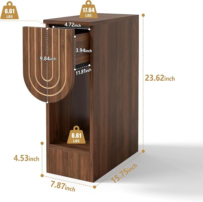 weselon Narrow Nightstand, Mid-Century Modern Bedside Table - Image 2