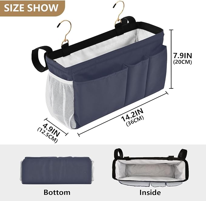 DOMIKING Navy Blue Bedside Caddy - Image 4