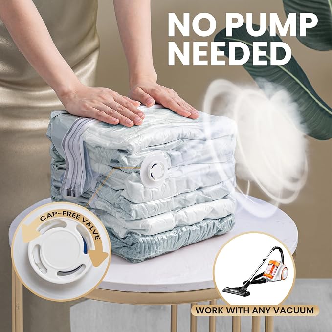 TAILI 6 Pack Vacuum Storage Bags, Cube Combo, Cream | Vacuum Seal Bags - Image 3