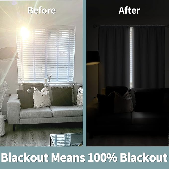 BGment Light Grey 100% Blackout Curtains - Image 3