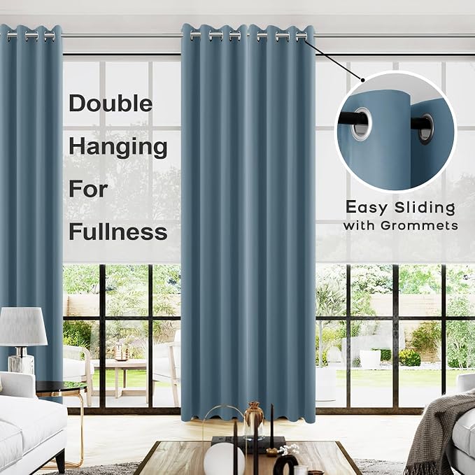 KOUFALL Blue Blackout Curtains 96 Inches Long - Image 2