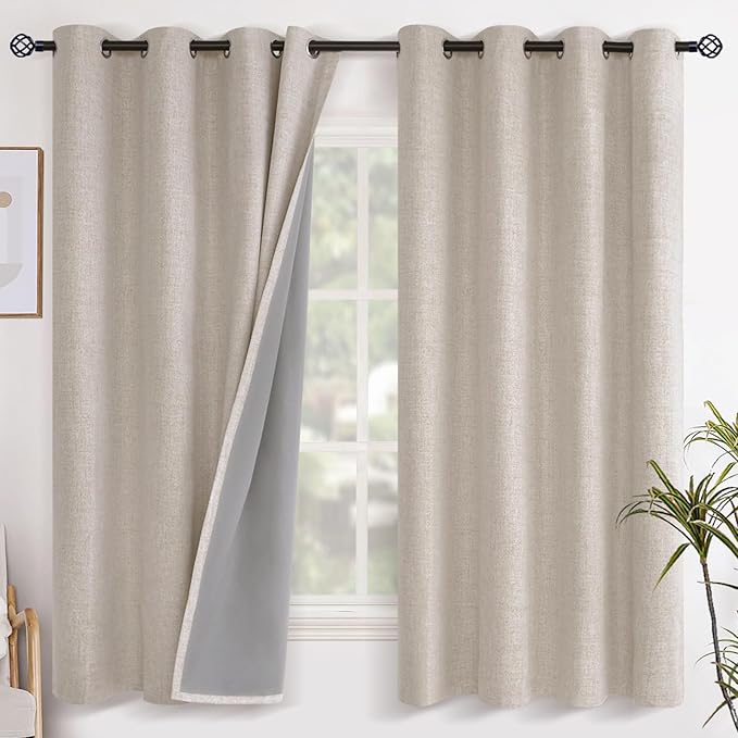 YoungsTex Oatmeal Linen Blackout Curtains by YoungsTex