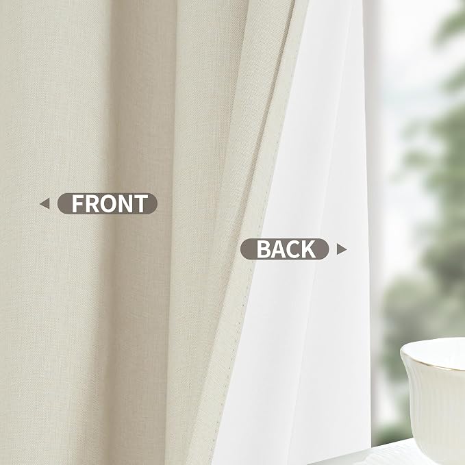YoungsTex Linen Blackout Curtains 63 Inch Length, Room Darkening Drapes - Image 6