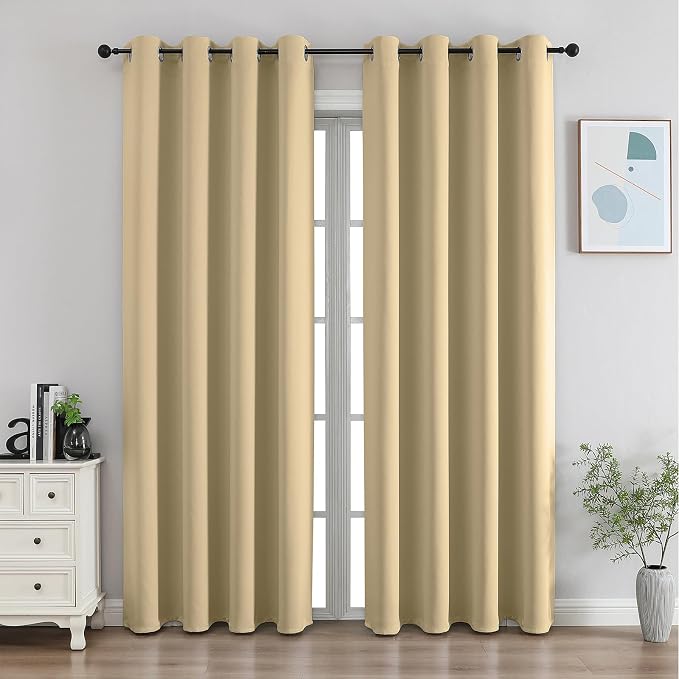 CUCRAF Beige Blackout Curtains 96 Inches Long, Thermal Insulated Noise Reducing by CUCRAF