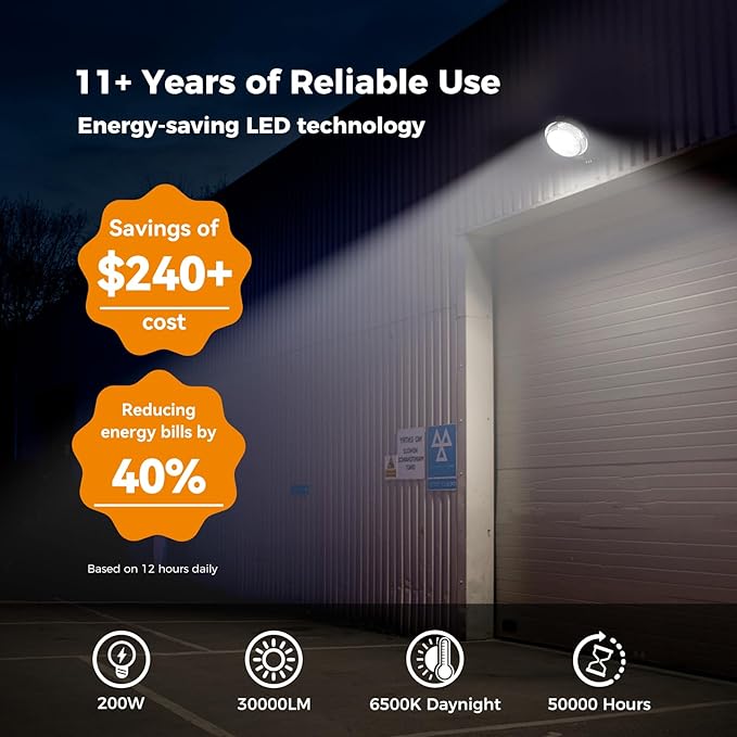AIKVSXER 200W LED Barn Light 30000LM Dusk to Dawn Photocell LED Outdoor Area Security Light IP66 6500K Daylight for Yard Street Farm Garden Garage 1 Pack
