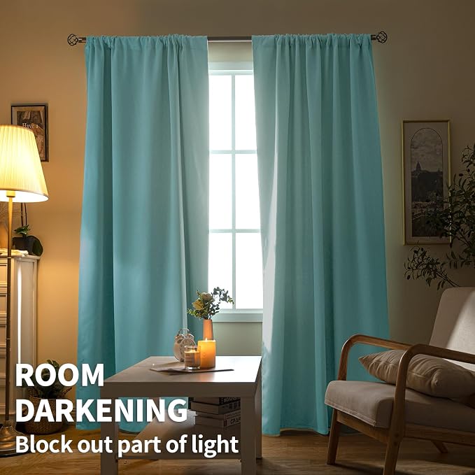 BGment Aqua Curtains 63 Inch Length - Image 2