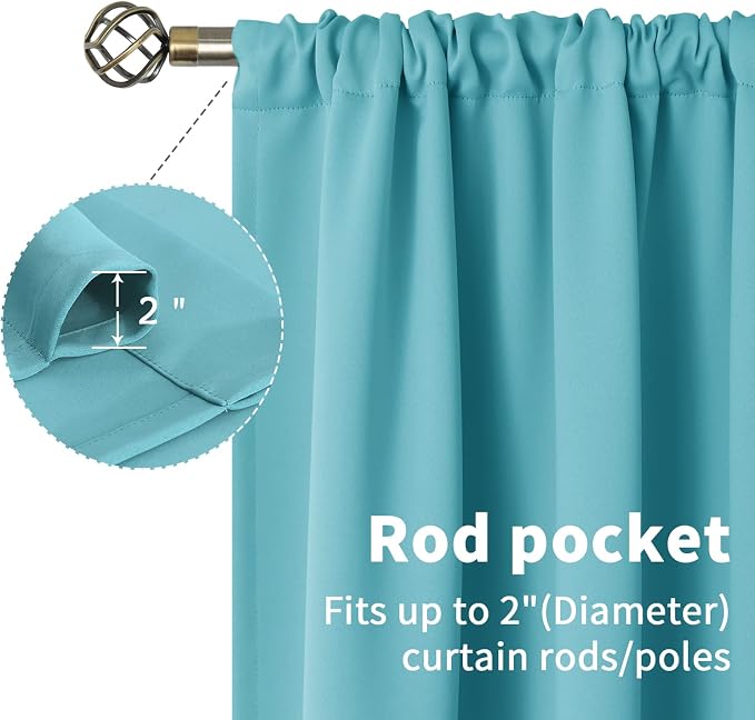 BGment Aqua Blackout Curtains 40 Inch Length - Image 5