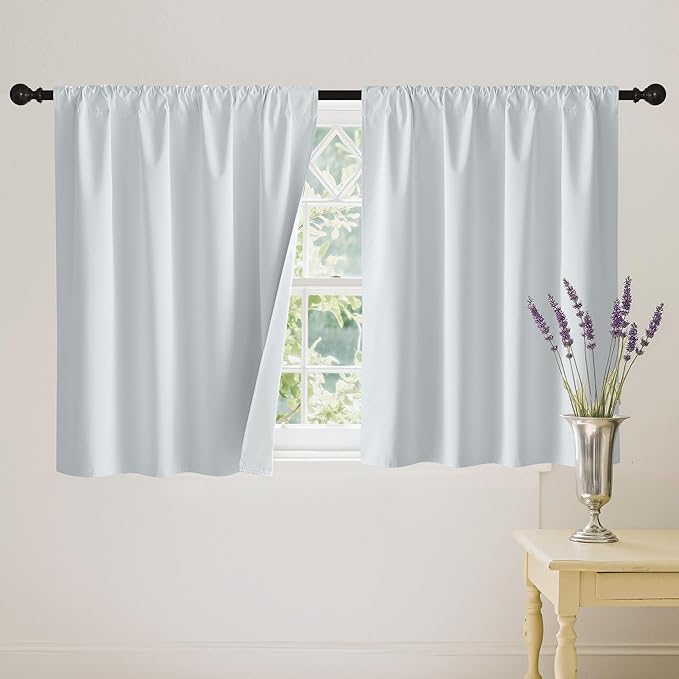 RYB HOME Short White 100% Blackout Curtains by RYBHOME